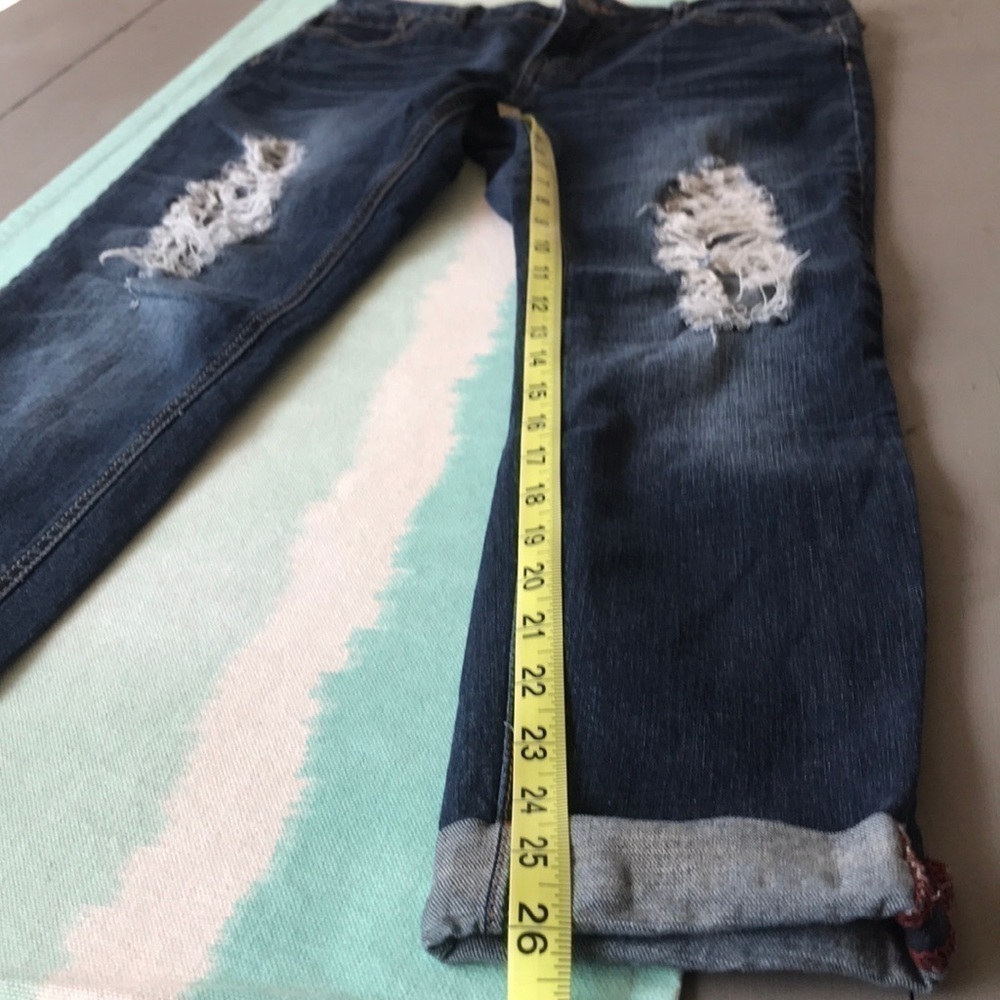 Angel Kiss Distressed Ankle Jeans Cuffed Hem Stretch Denim 9 - Picture 9 of 10